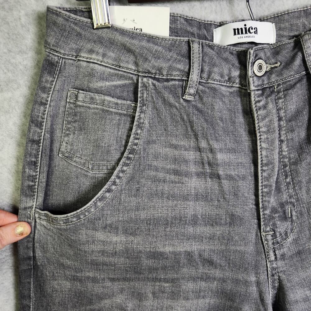 NWT Mica Denim Super High Barrel Wide Leg Ankle Jeans Grey Sz 28 Pockets Preppy - Picture 5 of 15
